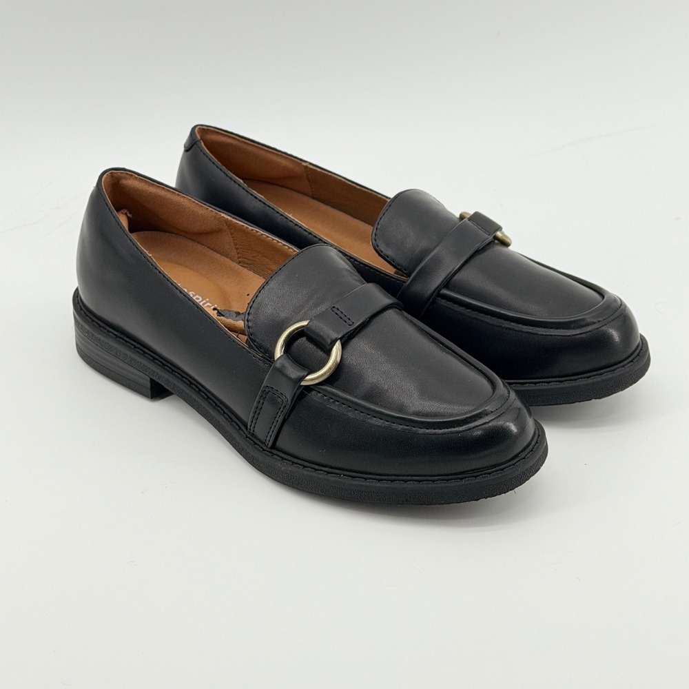 Easy Spirit Jeane Black Loafers Womens 7.5M Gold Ring Lug Sole New without box